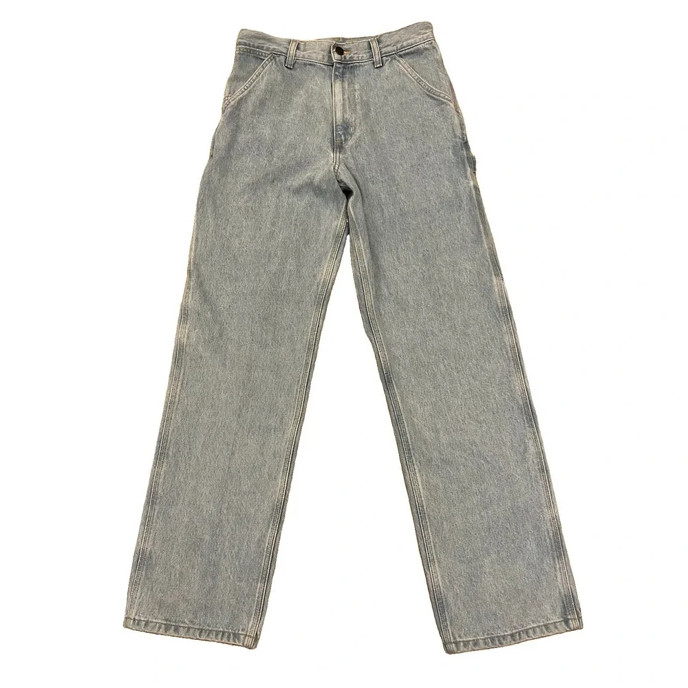 Vintage Carhartt Men's Single Knee Light Wash Denim Cargo Pants Sz 27 x 32